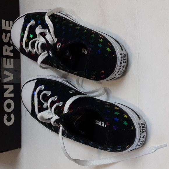 Converse Chuck Taylor All Star Archive OX Foil Star Print Sneakers 5 Youth - Picture 5 of 8